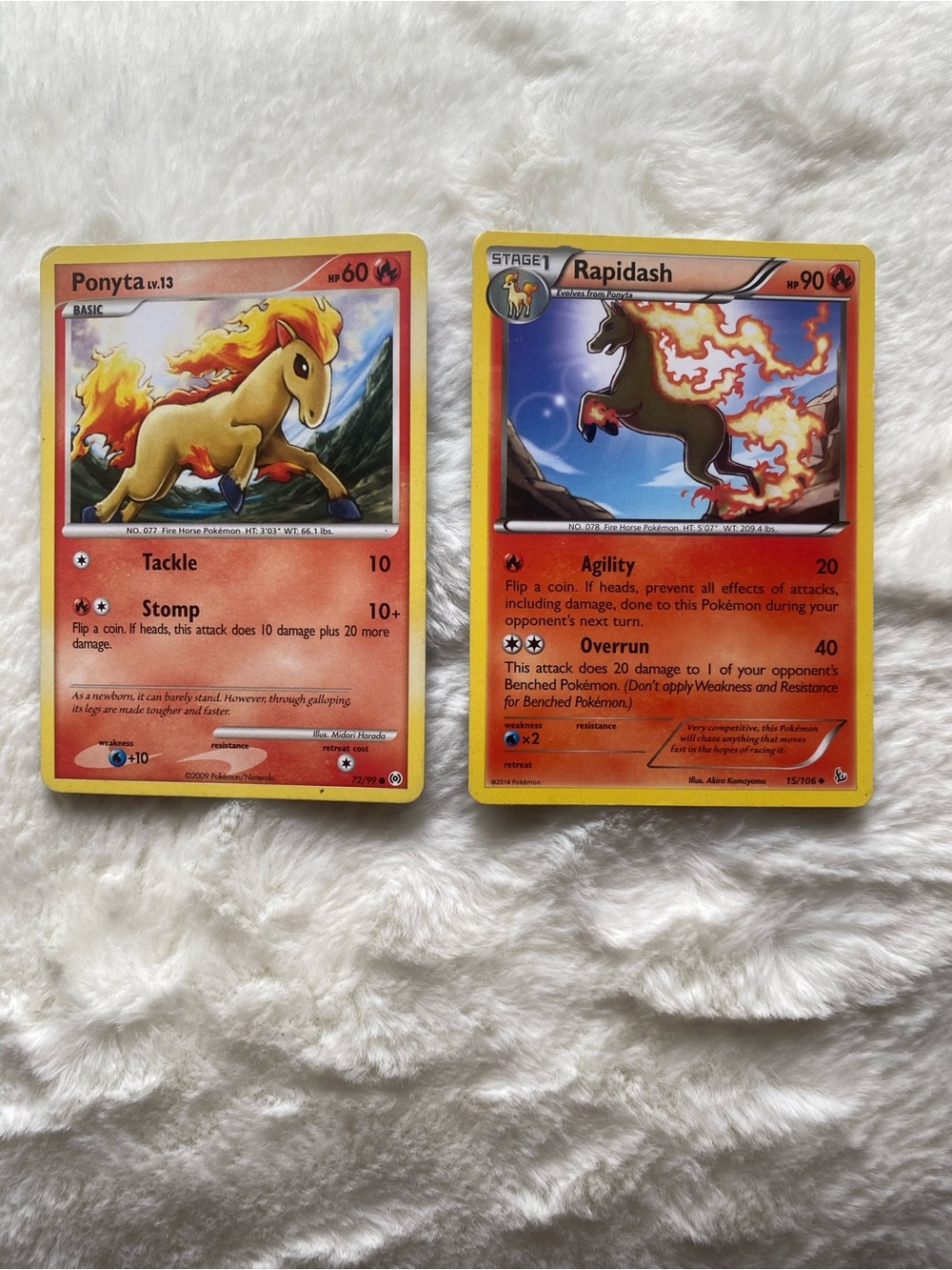 Ponyta & Rapidash Pokemon Card Set - Red Fire Art